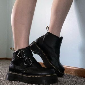 Dr. Martens Black Heart Buckle Platform Shoes